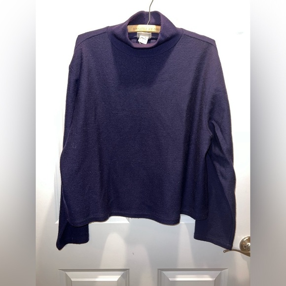 Eileen Fisher 100% Wool Mock Neck Sweater‎ Purple Size L - Picture 1 of 7